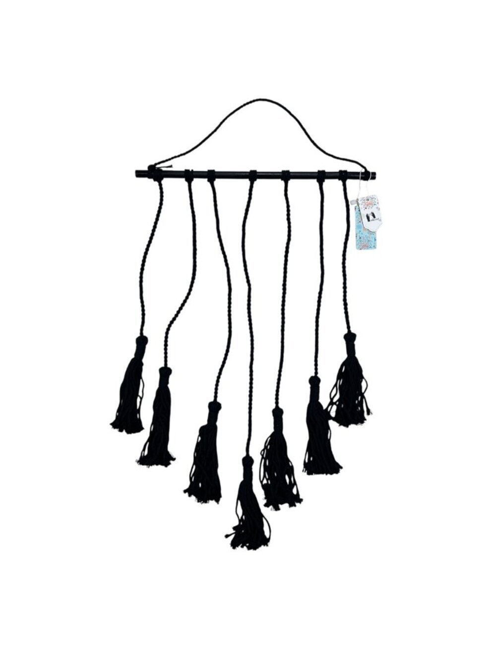 Tassel Boho Wall Hanging Organic Black Neutral Bohemian